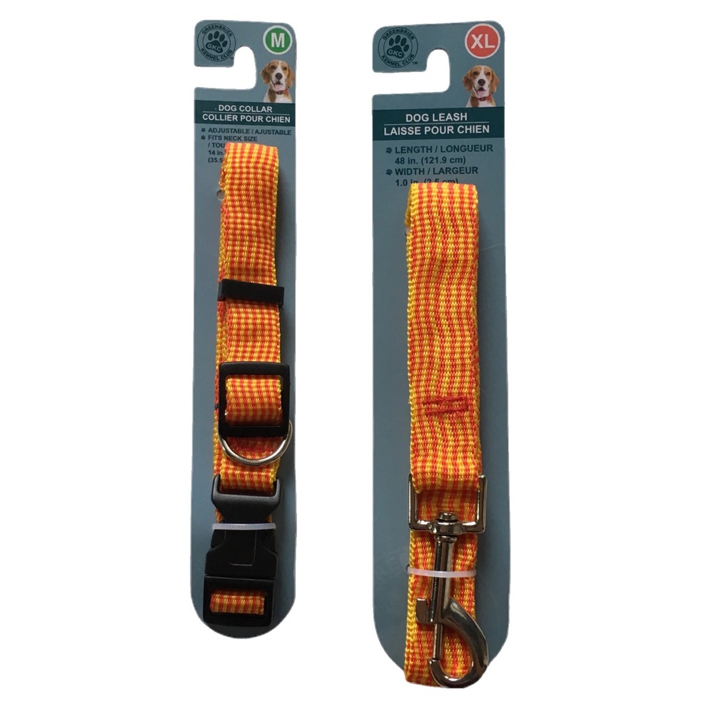 Orange Dog Collar and Dog Leash Set